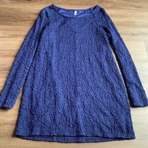 SOLD- Pink Blush Navy Lace Maternity Top Tunic Size Large